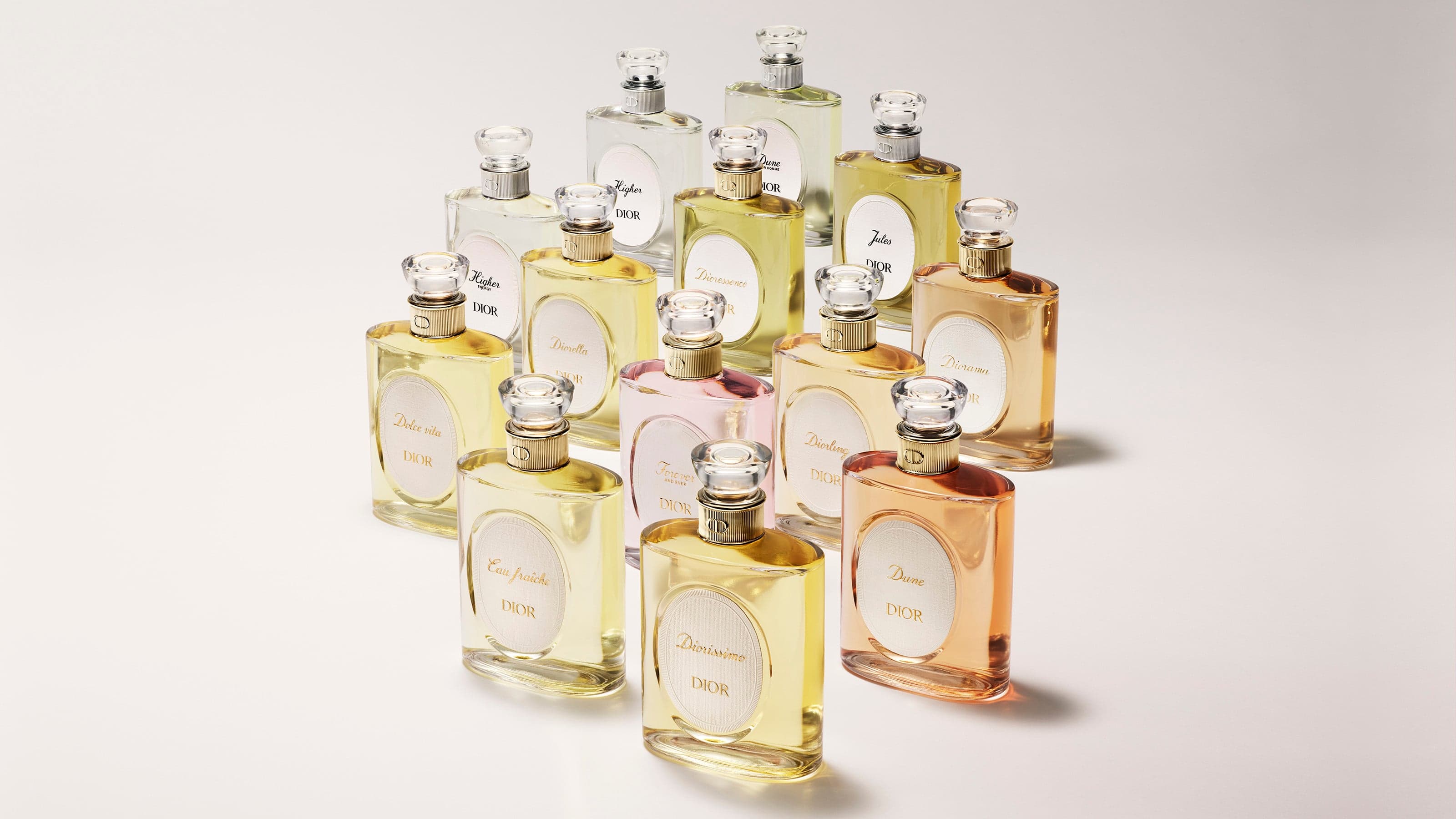 Les treize flacons Ovale de la collection Les Dioriginals de Dior